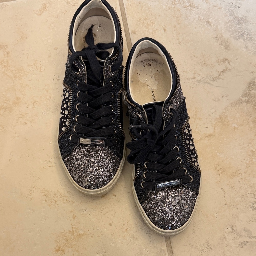 Alessandro Dell’Acqua Women's Navy Glitter Sneakers size 37